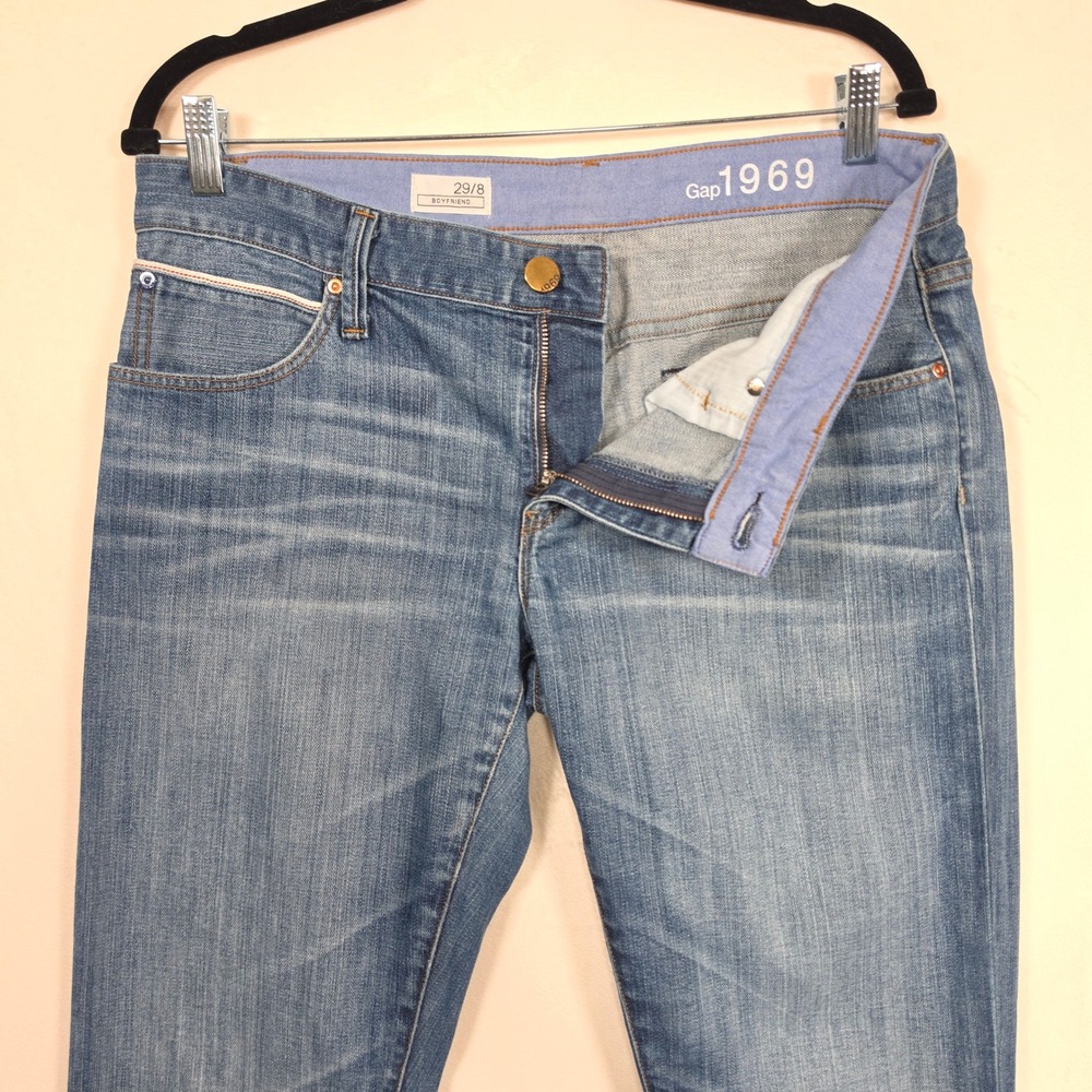 Gap Jeans Womens 29/8 Blue Boyfriend Distressed Denim Y2K Casual Classic Minimal - Picture 10 of 15